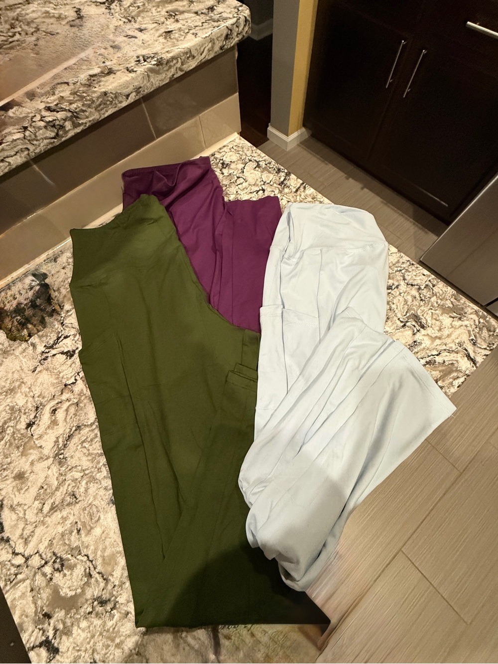 Women’s leggings- Olive, Purple & Light Blue New without tags